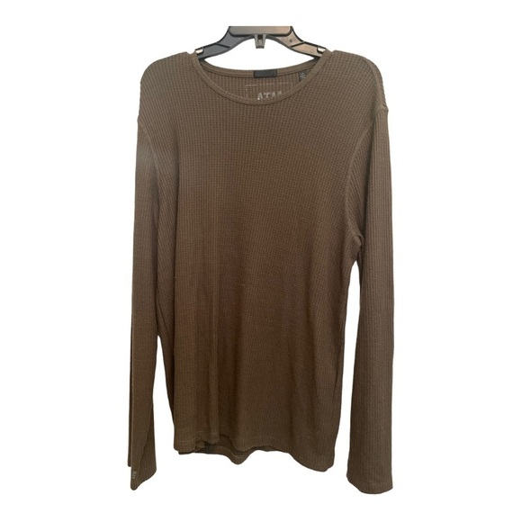 ATM Anthony Thomas Melillo Waffle Knit Long Sleeve Crew sweater in sable - Picture 6 of 13